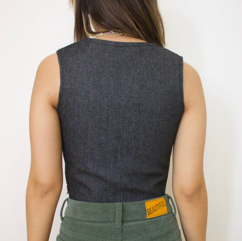 Leather patchwork tank