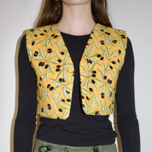 Cropped olive puffy vest