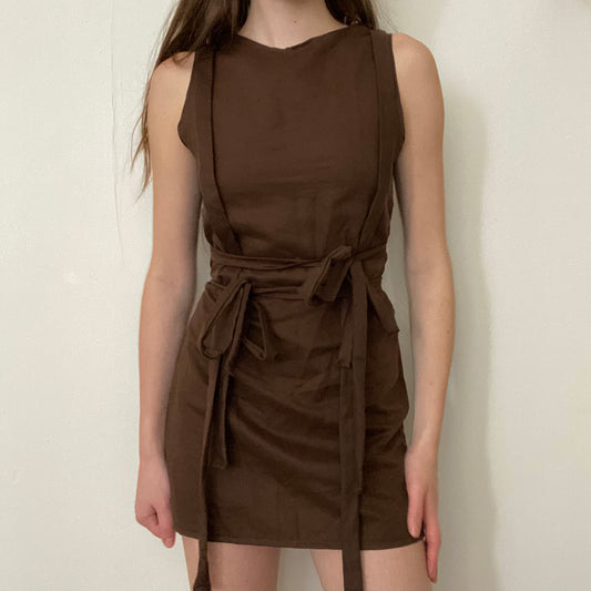 Brown tie dress