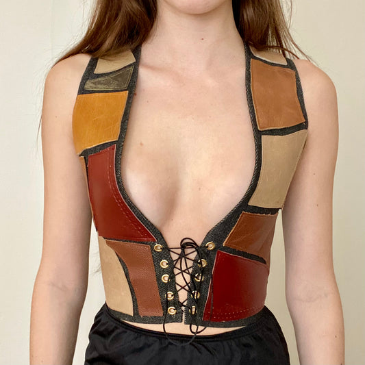 Leather patchwork tank